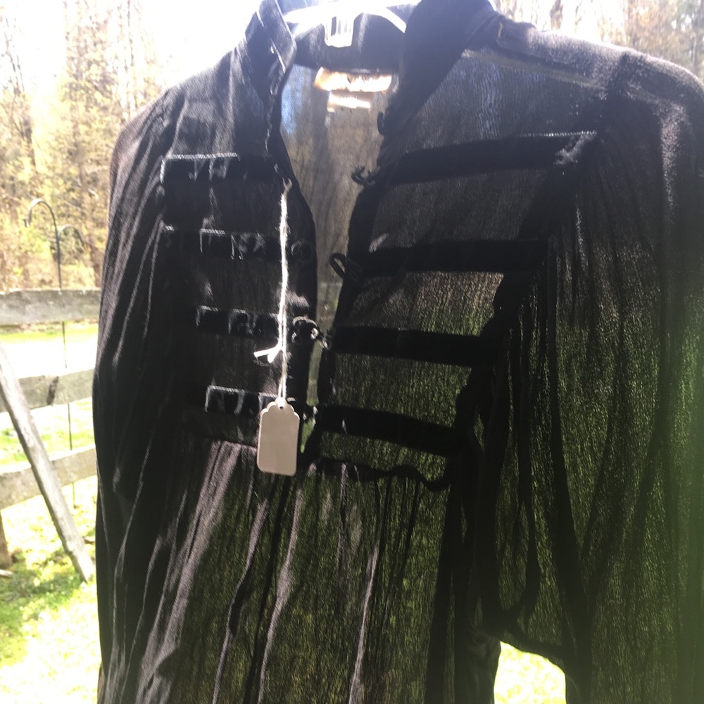 Sheer black voile and velvet boho top
